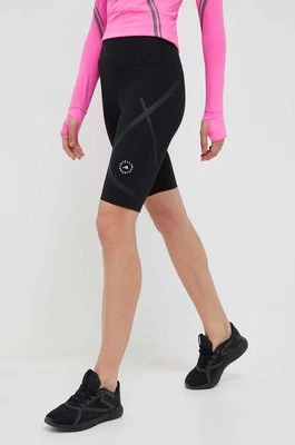 adidas by Stella McCartney szorty do biegania TruePace kolor czarny z nadrukiem high waist