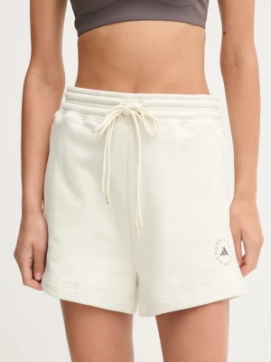 adidas by Stella McCartney szorty treningowe damskie kolor beżowy gładkie high waist JX6786