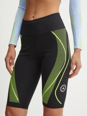 adidas by Stella McCartney szorty treningowe TruePace kolor czarny z nadrukiem high waist IZ0175