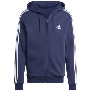 adidas Essentials Fleece 3-Stripes FZ Hoodie IJ6478, Męskie, Granatowe, bluzy, bawełna, rozmiar: L adidas performance
