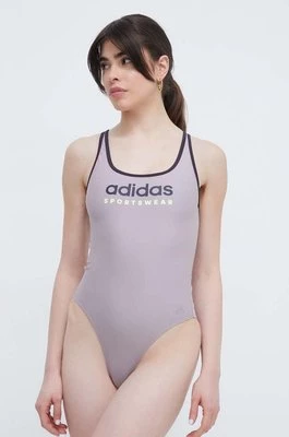 adidas jednoczęściowy strój kąpielowy kolor fioletowy miękka miseczka IL7254CHEAPER