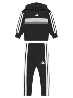 adidas Komplet bluza i legginsy Seasonal Essentials Tiberio 3-Stripes JI6218 Czarny Slim Fit