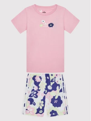 adidas Komplet t-shirt i spodenki Flower Print HC1949 Różowy Regular Fit