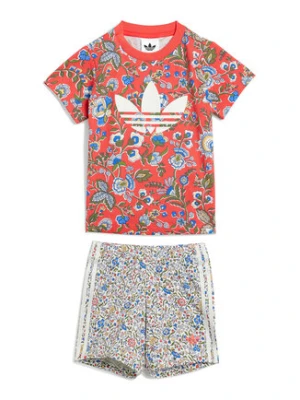adidas Komplet t-shirt i spodenki Liberty London JY3016 Czerwony Regular Fit