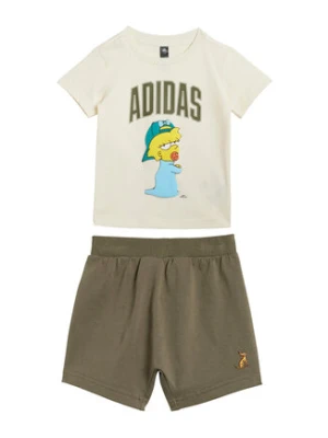 adidas Komplet t-shirt i spodenki The Simpsons JL9174 Beżowy Regular Fit