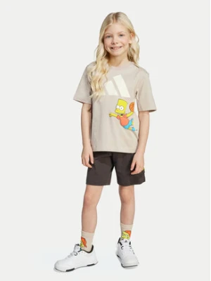 adidas Komplet t-shirt i spodenki The Simpsons JL9196 Beżowy Regular Fit