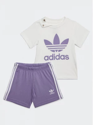 adidas Komplet t-shirt i szorty sportowe Trefoil Shorts Tee Set IB8641 Fioletowy Regular Fit
