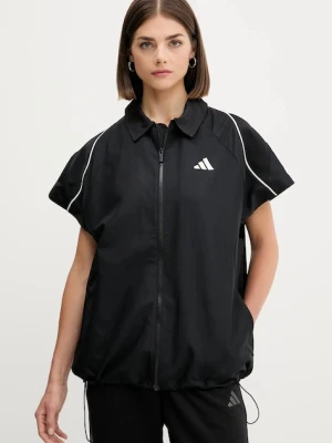 adidas koszula Stadium damska kolor czarny relaxed z kołnierzykiem klasycznym JL6889