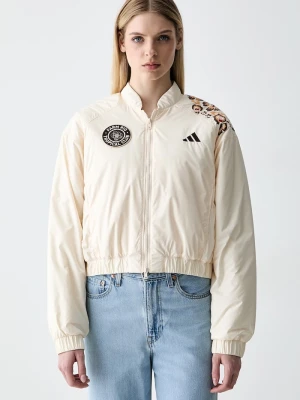 adidas krótka kurtka damska x Farm Rio beżowy