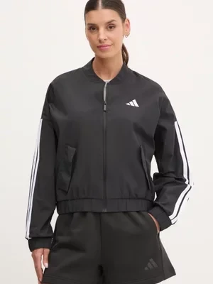 adidas kurtka bomber Essentials damski kolor czarny przejściowa oversize JD5317