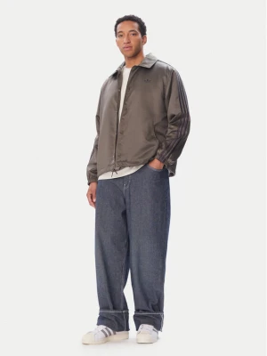 adidas Kurtka przejściowa 3 Stripes Satin HZ3804 Brązowy jasny Loose Fit