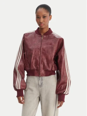 adidas Kurtka z imitacji skóry Pleather KD8792 Bordowy Oversize