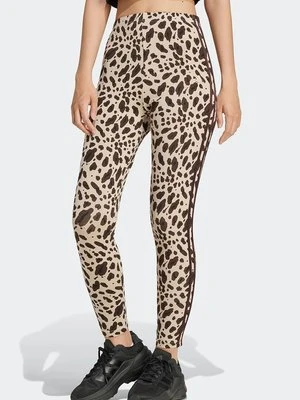 adidas legginsy Animal damskie kolor beżowy wzorzyste IX3722