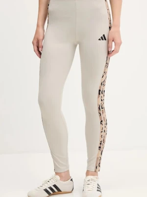 adidas legginsy Animal damskie kolor beżowy z aplikacją JM1867