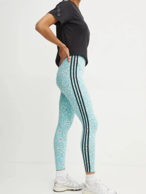 adidas legginsy Animal damskie kolor turkusowy wzorzyste IY5008