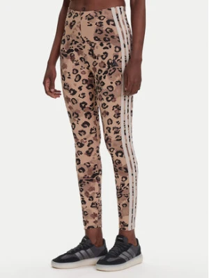 adidas Legginsy Animal Print 3-Stripes JM1865 Beżowy Slim Fit