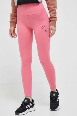 adidas legginsy damskie kolor różowy z nadrukiem