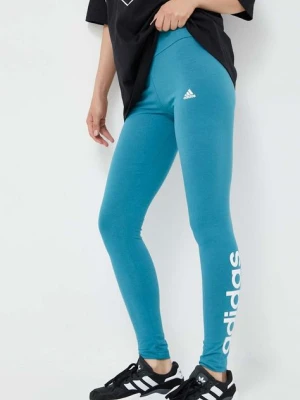 Zdjęcie produktu adidas legginsy damskie kolor turkusowy z nadrukiem