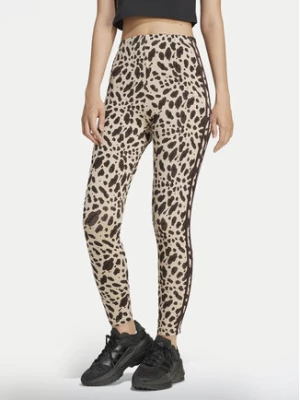 adidas Legginsy Essentials 3-Stripes Animal Print IX3722 Brązowy Slim Fit