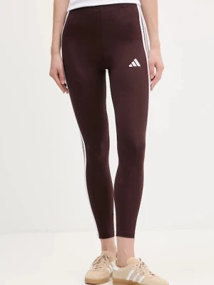 adidas legginsy Essentials damskie kolor brązowy z aplikacją JY3177