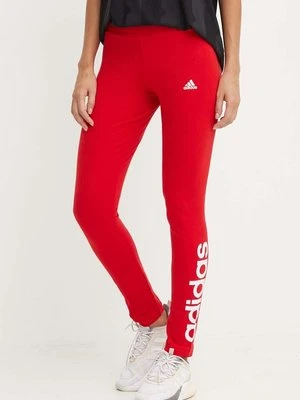 adidas legginsy Essentials damskie kolor czerwony z nadrukiem IY9179