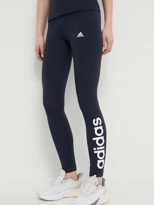 adidas legginsy Essentials damskie kolor granatowy z nadrukiem H07781