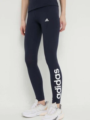 adidas legginsy Essentials damskie kolor granatowy z nadrukiem H07781