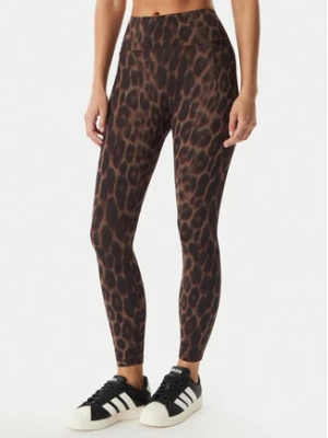 adidas Legginsy Optime Power Leopard KF9094 Brązowy Slim Fit