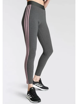 adidas Legginsy sportowe "W 3S" w kolorze antracytowo-jasnoróżowym rozmiar: S