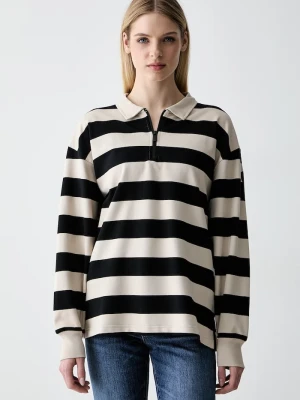 adidas longsleeve damski bawełniany Soft Lux beżowy