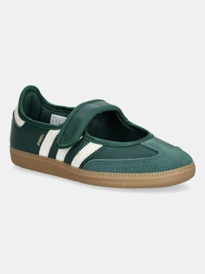 adidas Originals baleriny skórzane dziecięce Samba Jane W kolor zielony JR7340