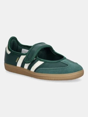 adidas Originals baleriny skórzane dziecięce Samba Jane W kolor zielony JR7340