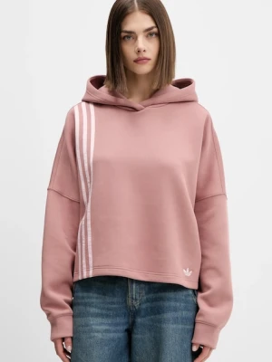 adidas Originals bluza 3-Stripes damska kolor pomarańczowy z kapturem z aplikacją JW3601