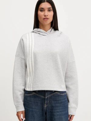 adidas Originals bluza 3-Stripes damska kolor szary z kapturem melanżowa JW3596