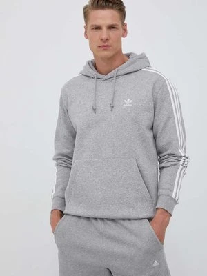 adidas Originals bluza 3-Stripes męska kolor szary z kapturem melanżowa IL2496