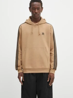 adidas Originals bluza 3-Stripes męska kolor zielony z kapturem z aplikacją JY1377