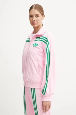 adidas Originals bluza 70s Velour Tracktop damska kolor różowy wzorzysta JN8284