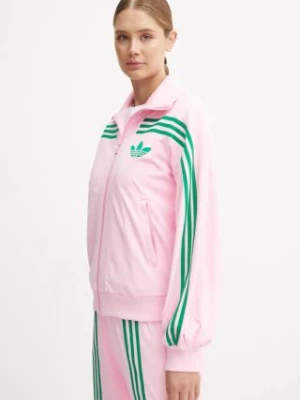 adidas Originals bluza 70s Velour Tracktop damska kolor różowy wzorzysta JN8284