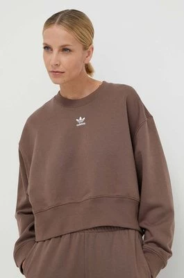 adidas Originals bluza Adicolor Essentials Crew Sweatshirt damska kolor brązowy z aplikacją IR5971