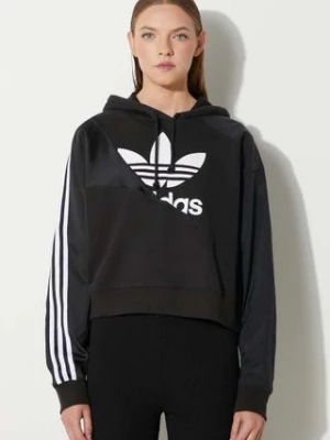 adidas Originals bluza Adicolor HC7050 damska kolor czarny z kapturem z nadrukiem HC7050-BLACK