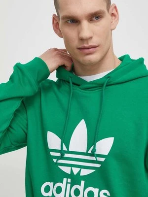 adidas Originals bluza bawełniana Adicolor Classics Trefoil męska kolor zielony z kapturem IM9403