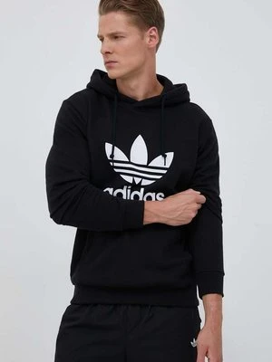 Zdjęcie produktu adidas Originals bluza bawełniana Classics Trefoil Hoodie męska kolor czarny z kapturem z nadrukiem IM4489