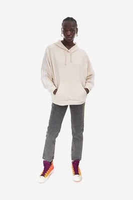 adidas Originals bluza bawełniana damska kolor beżowy z kapturem wzorzysta IB7453-KREMOWY
