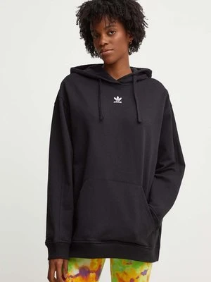 adidas Originals bluza bawełniana damska kolor czarny z kapturem gładka IY9615