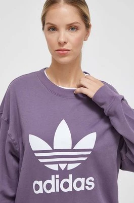 adidas Originals bluza bawełniana damska kolor fioletowy z nadrukiem