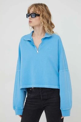 adidas Originals bluza bawełniana damska kolor niebieski gładka IR5998