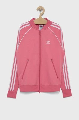 adidas Originals Bluza bawełniana dziecięca H34591 kolor różowy z aplikacją