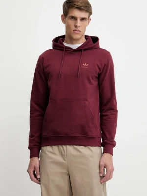 adidas Originals bluza bawełniana Essential męska kolor bordowy z kapturem gładka JD2409