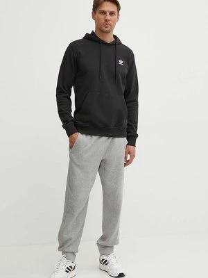 adidas Originals bluza bawełniana Essential męska kolor czarny z kapturem gładka IW5789