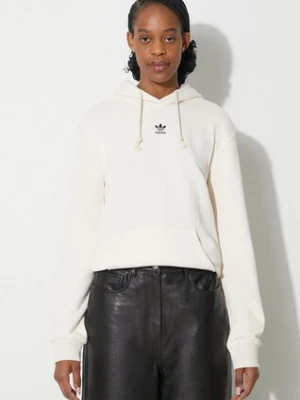 adidas Originals bluza bawełniana Essentials Regular Hoodie damska kolor beżowy z kapturem gładka IA6426